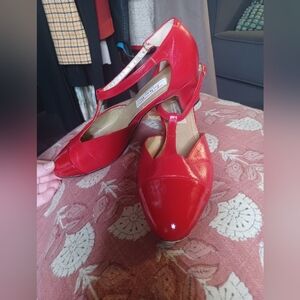 Vintage Talbots Made in Italy T-Strap Red Kitten Heels